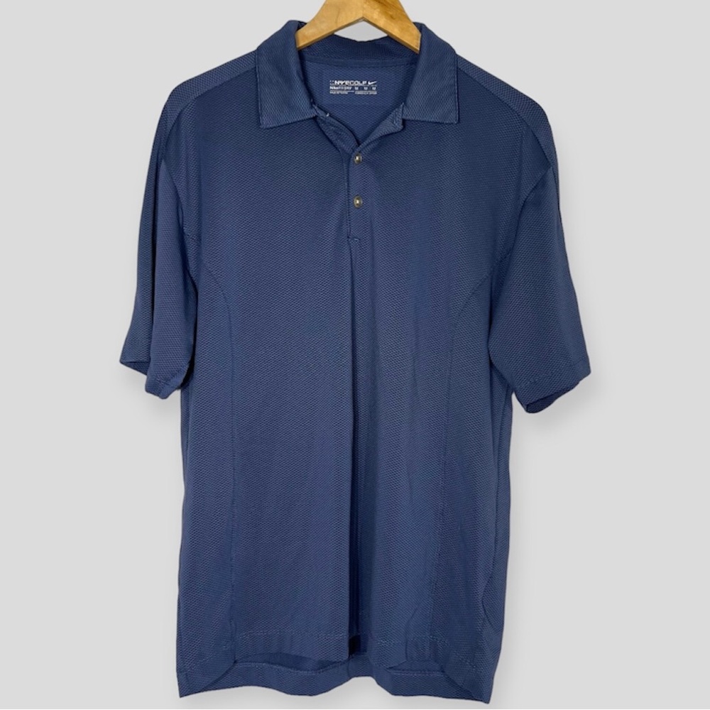 Nike Golf Fit Dry Polo Shirt Mens Medium Textured Blue Athletic Wear